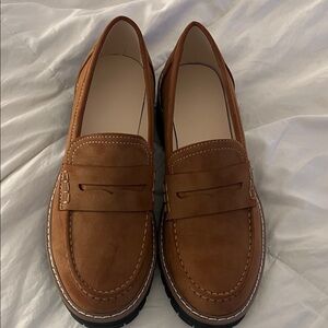 Brown Loafers with Stitch Detailing. Never worn. Just tried on.